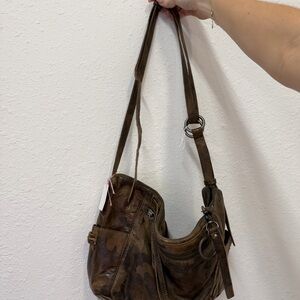 Frye Distressed Brown Leather Shoulder Bag